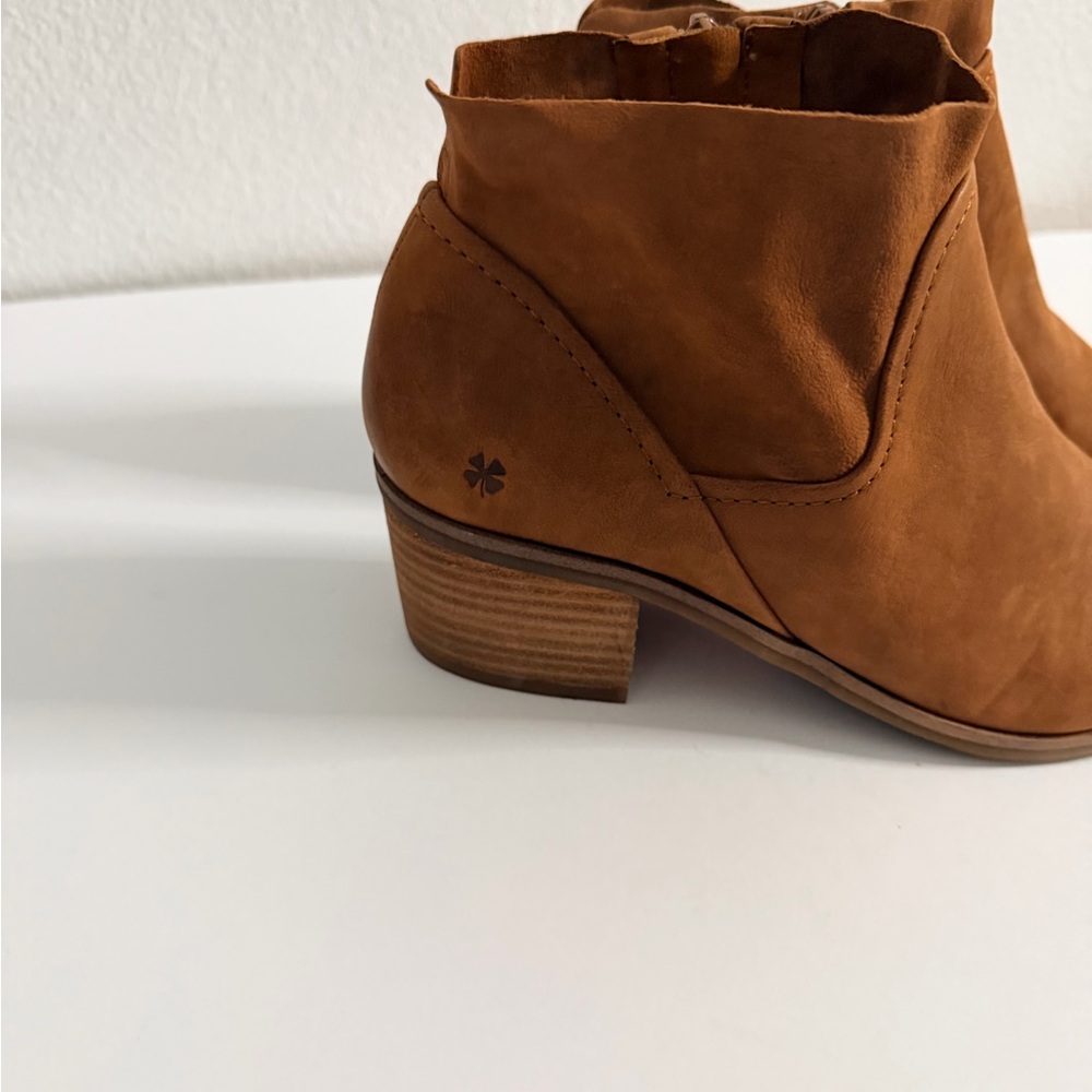 Lucky Brand Pogan Women's 8.5 Brown Leather Ankle Bootie Side Zip Booties - Picture 3 of 9